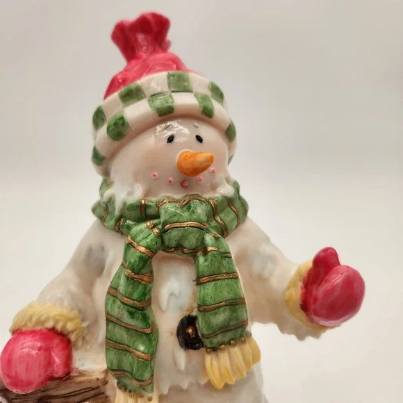 Vintage K's Collection Resin Snowman With Peace Sign Christmas Rare Holiday - Picture 2 of 9
